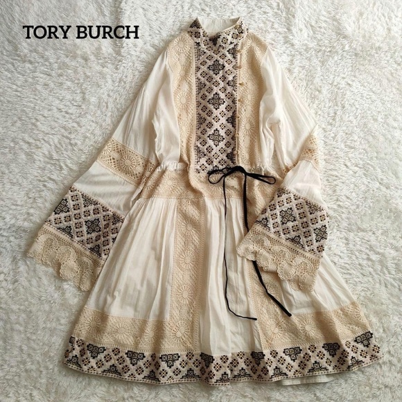 Tory Burch Carlotta Lace Trimmed Embroidered
Cotton Voile Mini Dress Prairie 8 - Picture 3 of 16